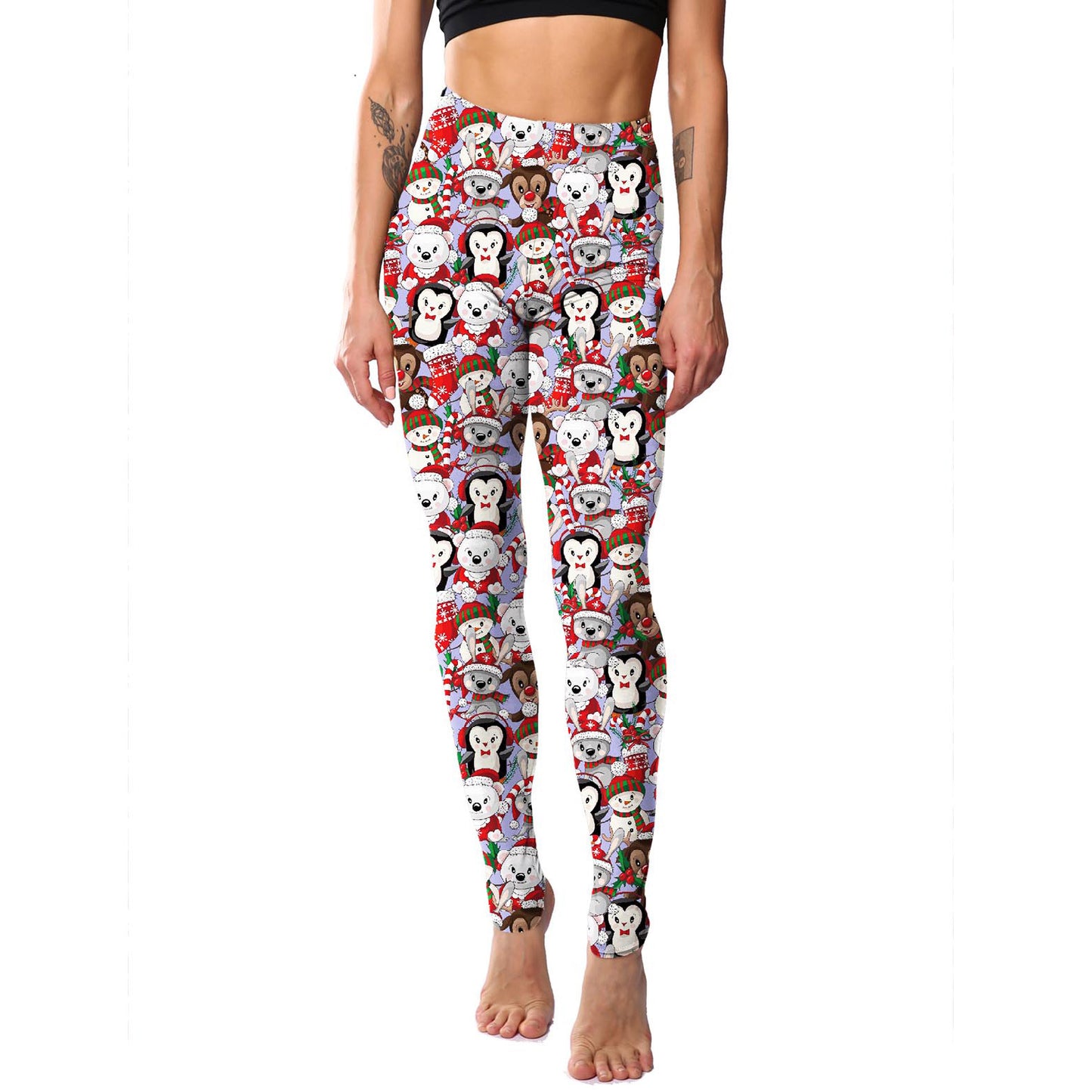 Christmas Holiday Printed Cropped Fitness Sports Pants