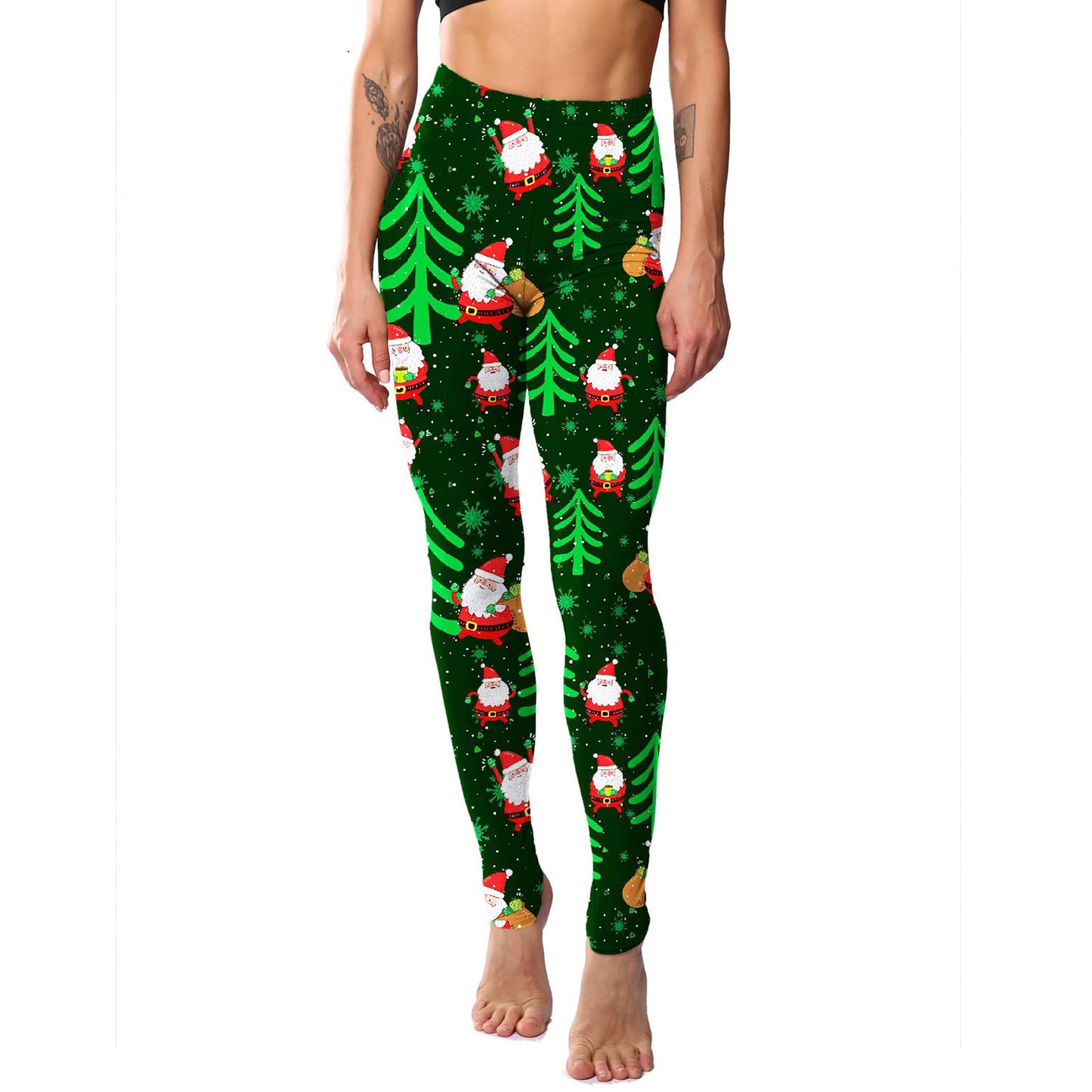 Christmas Holiday Printed Cropped Fitness Sports Pants