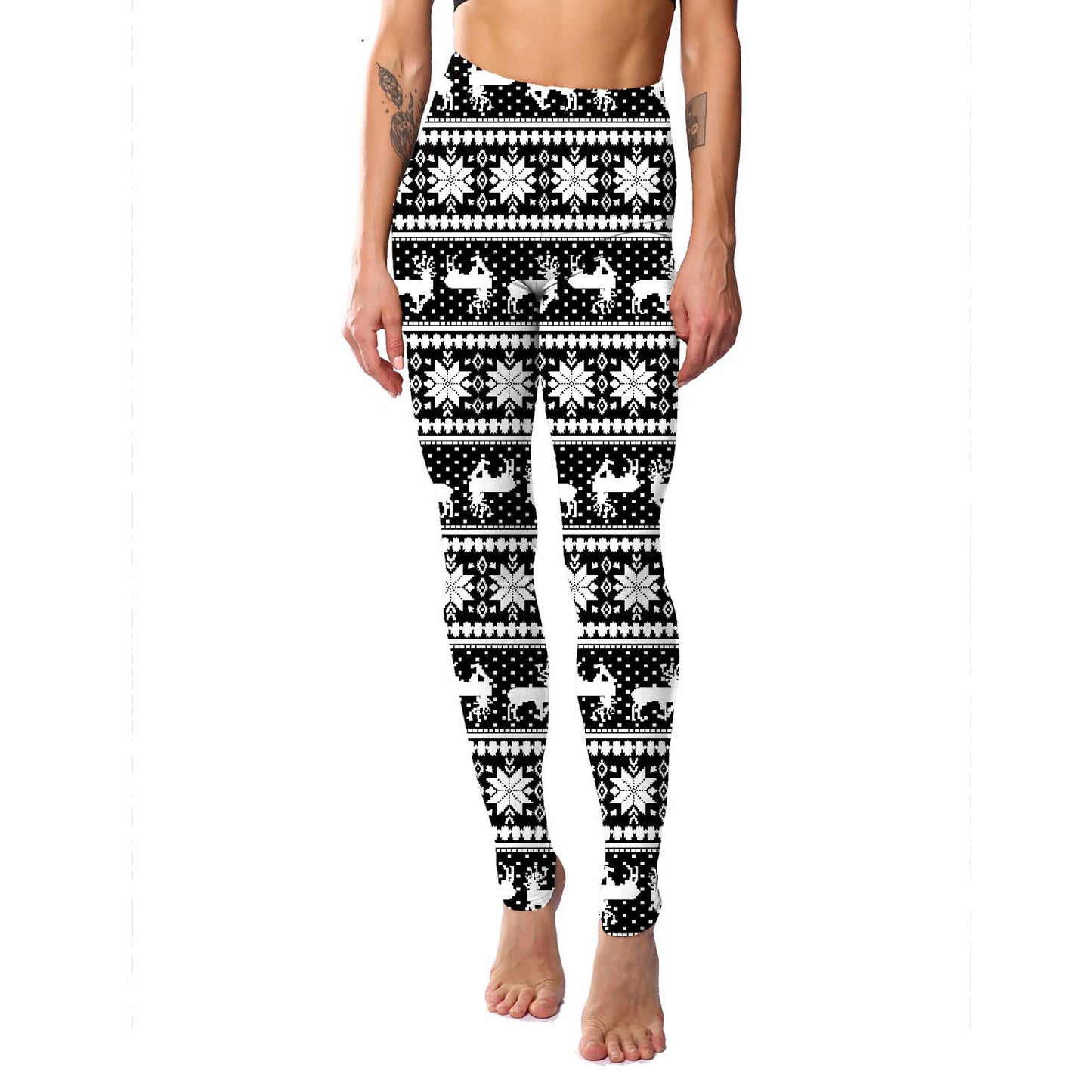 Christmas Holiday Printed Cropped Fitness Sports Pants