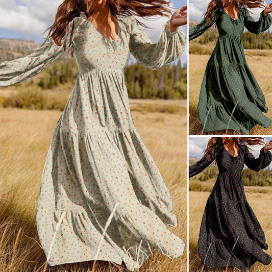 Women's Casual Elegant Chiffon Pullover V-neck Swing Dresses