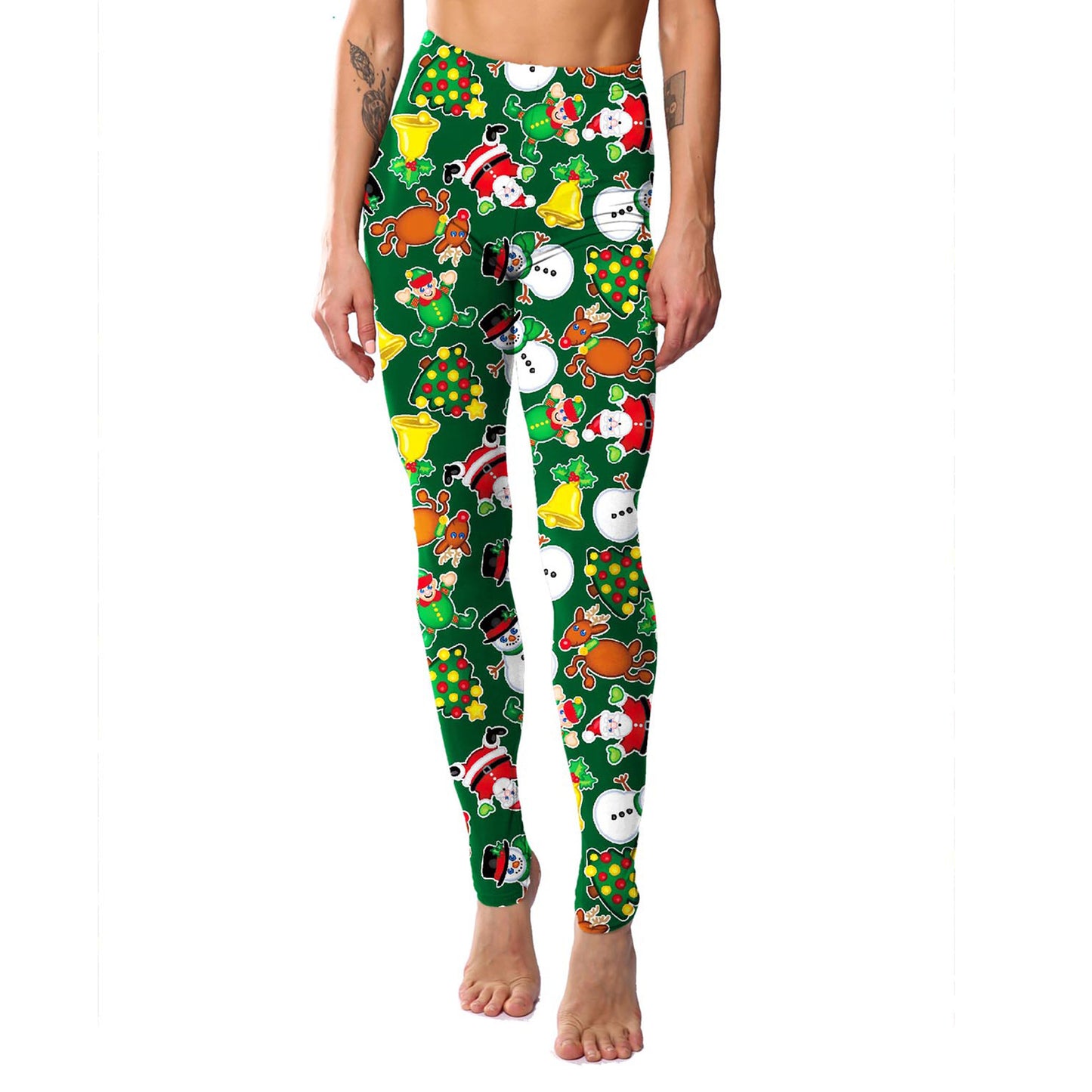 Christmas Holiday Printed Cropped Fitness Sports Pants