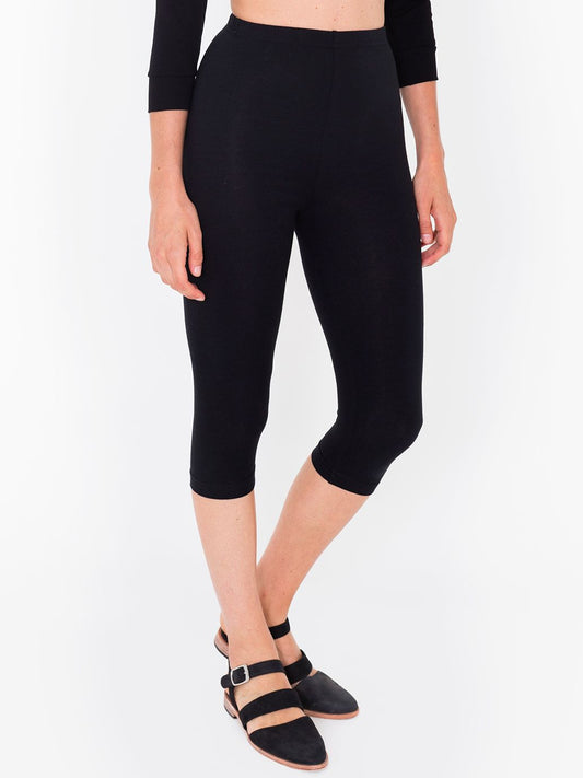 Women's Elastic Cropped Black And White Thin Leggings