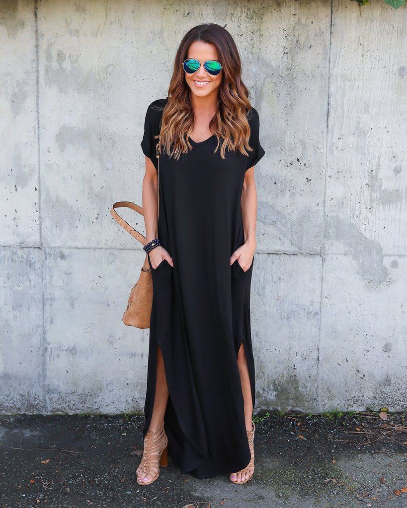 Pretty Attractive Long Dress Pocket Split Dresses