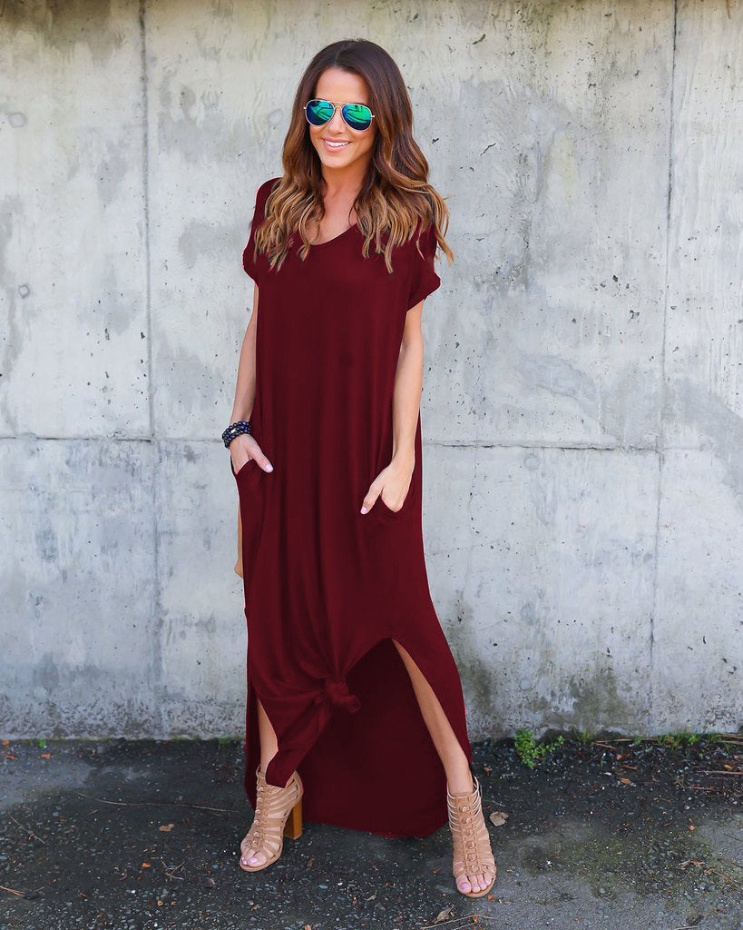 Pretty Attractive Long Dress Pocket Split Dresses