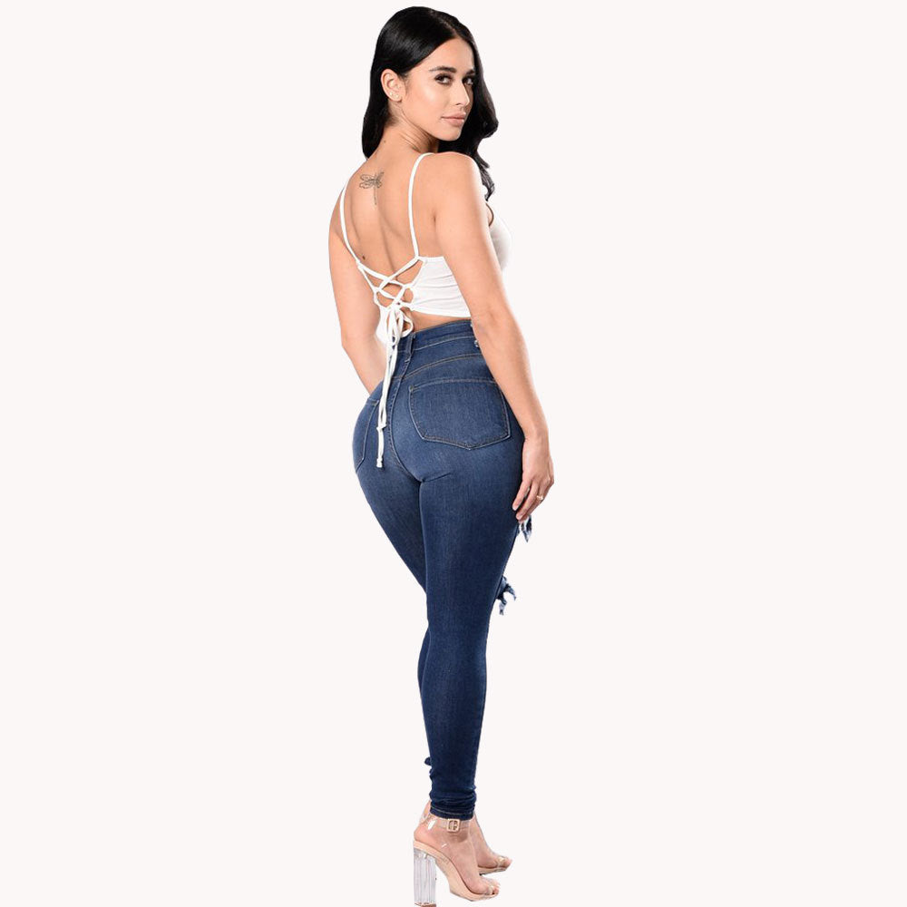 Women's Ripped Denim Skinny Trousers Special Offer Jeans