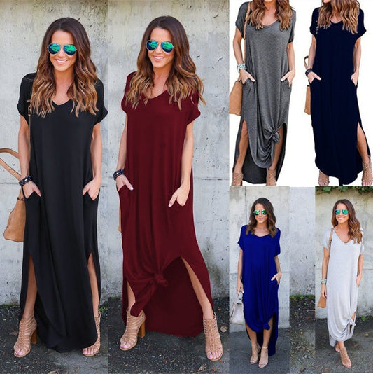 Pretty Attractive Long Dress Pocket Split Dresses