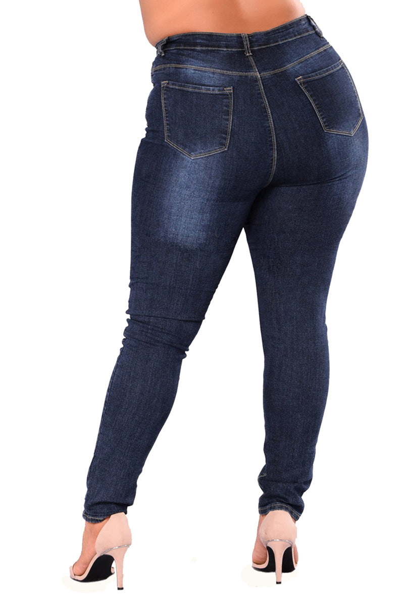 Women's Extra Large Fashion High Elasticity Denim Pants