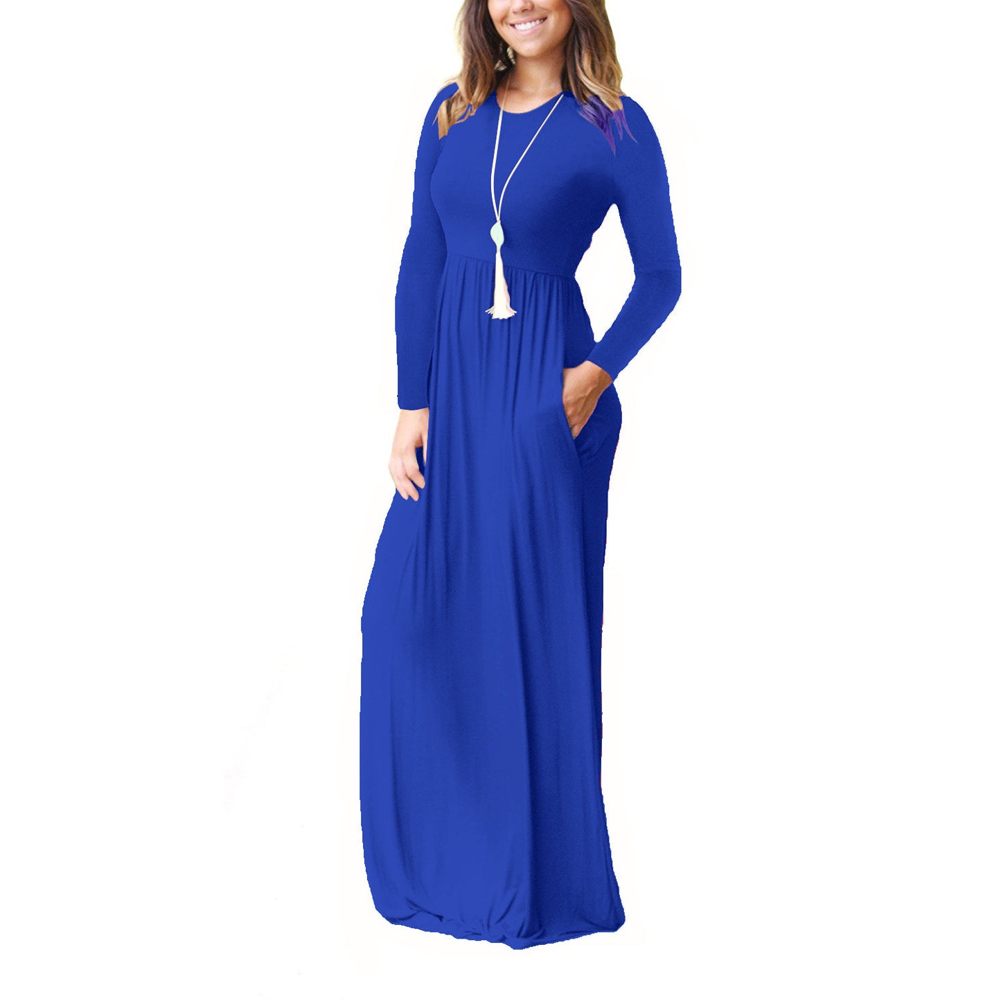 Women's Charming Long-sleeved Elastic Waist Dress Dresses