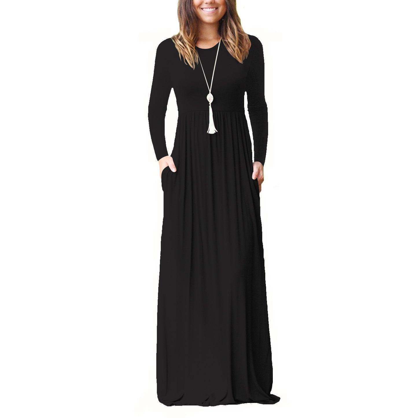 Women's Charming Long-sleeved Elastic Waist Dress Dresses