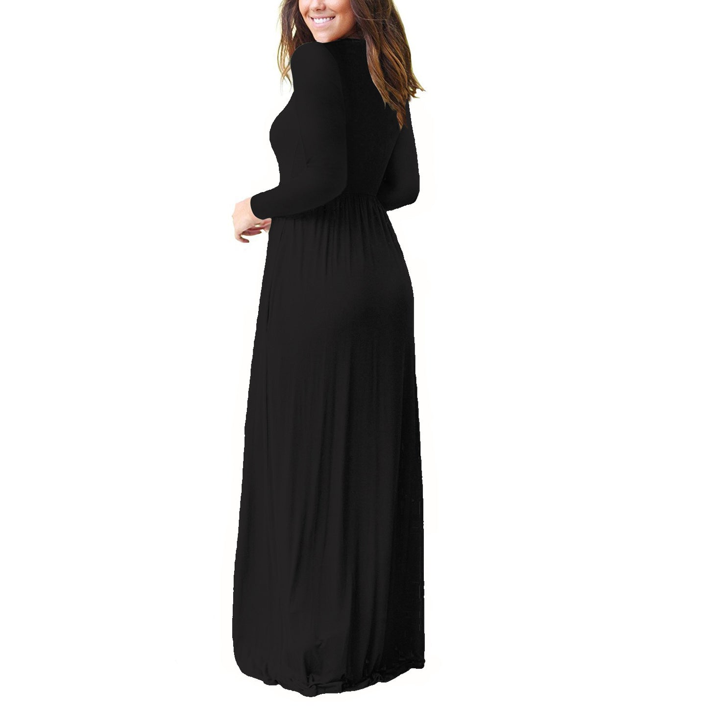 Women's Charming Long-sleeved Elastic Waist Dress Dresses