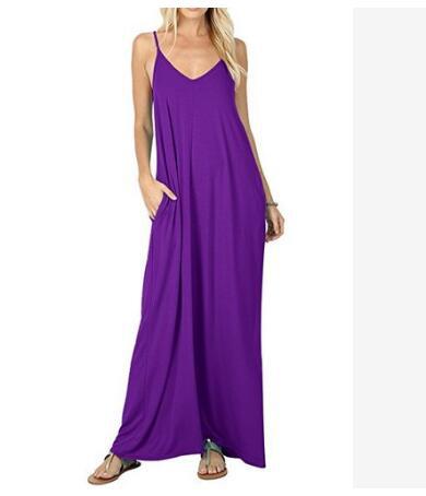 Classic Summer Solid Color Pocket Camisole Dresses