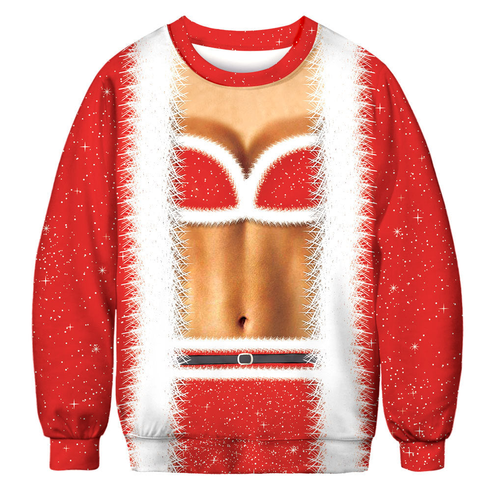 Women's & Men's Christmas Digital Printing Round Neck Autumn Long Sweaters