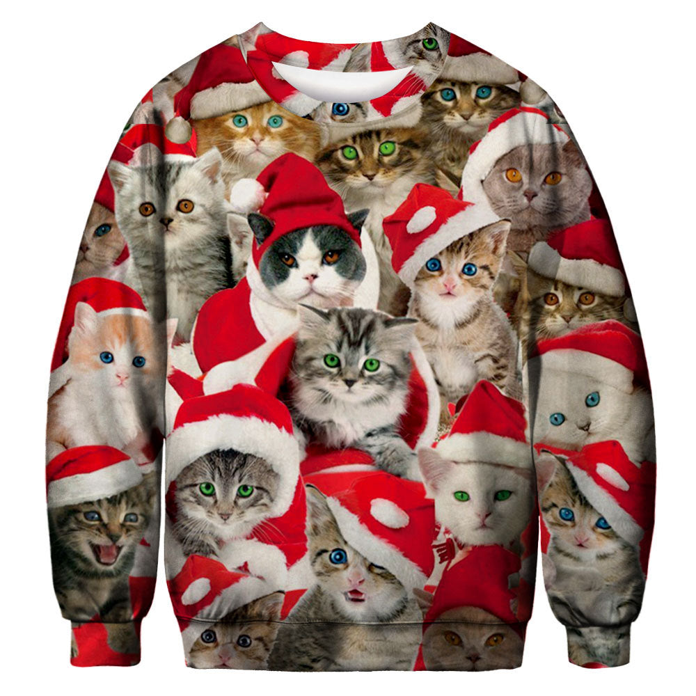 Women's & Men's Christmas Digital Printing Round Neck Autumn Long Sweaters