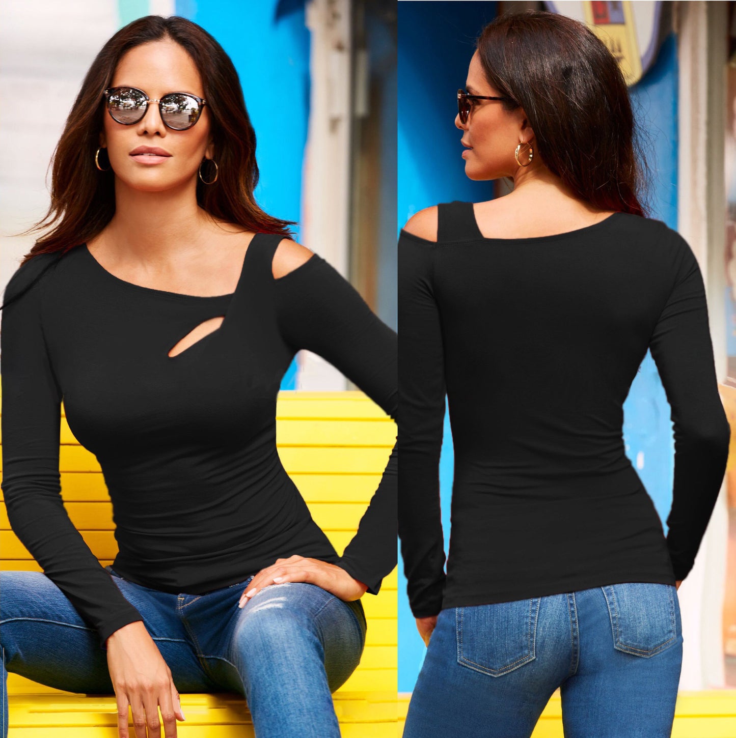 Women's Shoulder Sexy Long Sleeve T-shirt Blouses