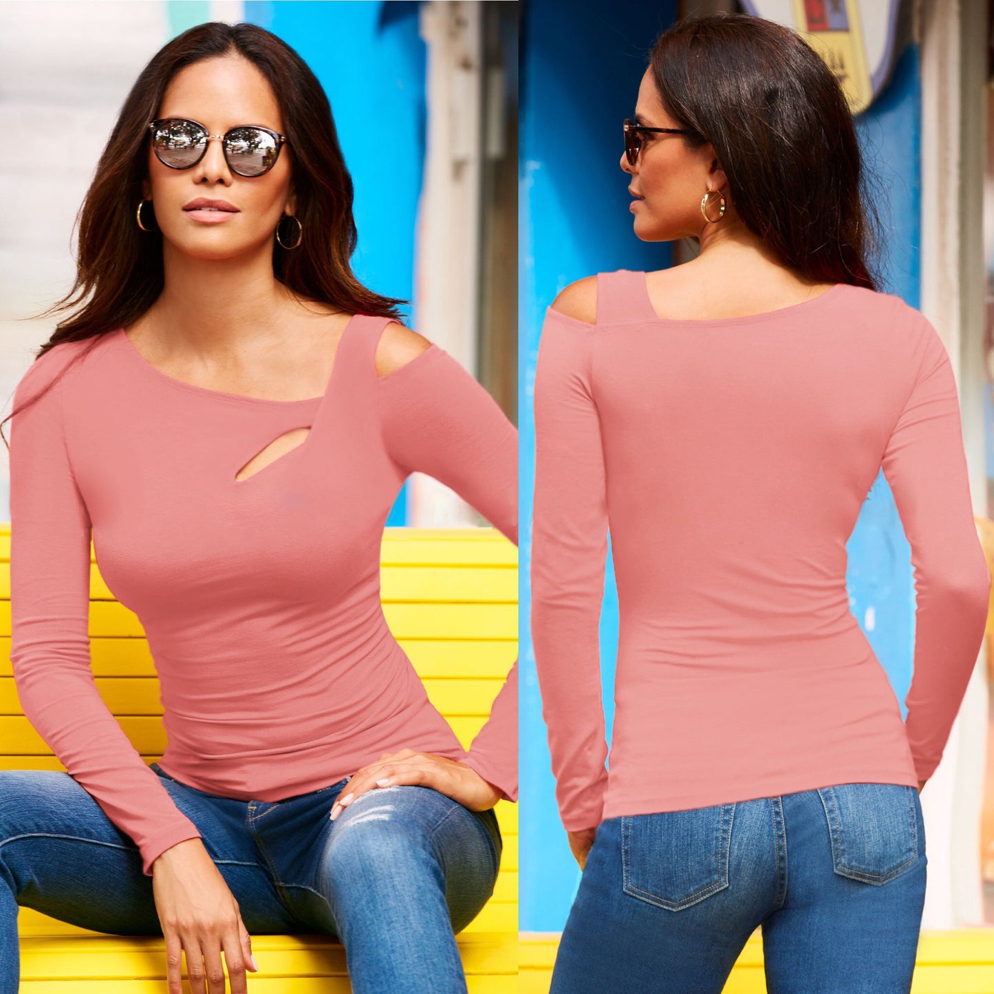 Women's Shoulder Sexy Long Sleeve T-shirt Blouses