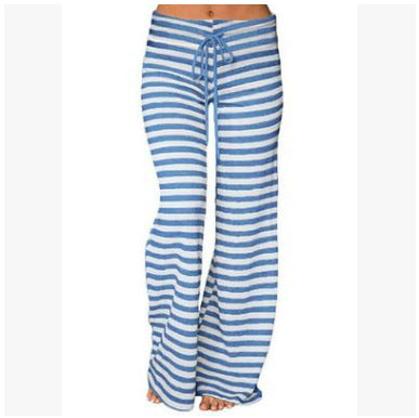 Women's Popular Fashion Striped Wide Leg Drawstring High Pants