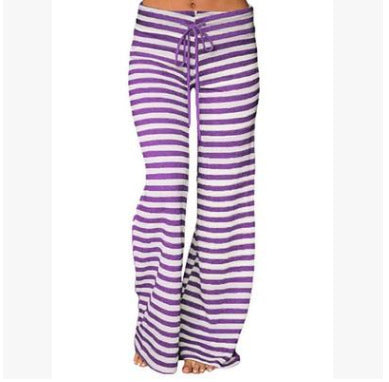 Women's Popular Fashion Striped Wide Leg Drawstring High Pants