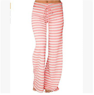 Women's Popular Fashion Striped Wide Leg Drawstring High Pants