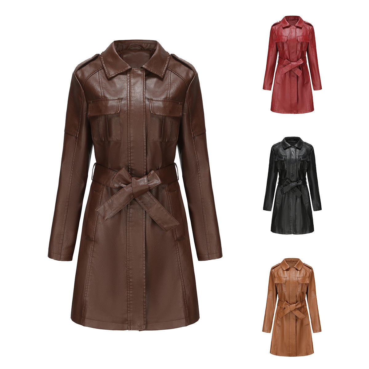 Women's Including Belt Long Sleeve Wind Fashion Jackets