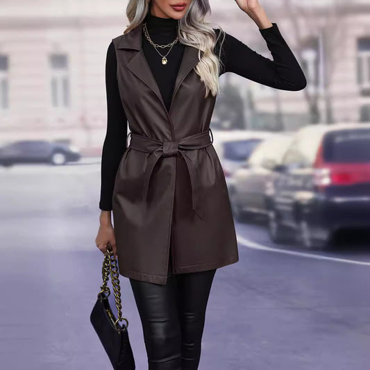 Women's Stylish Slouchy Elegant Leather For Vests