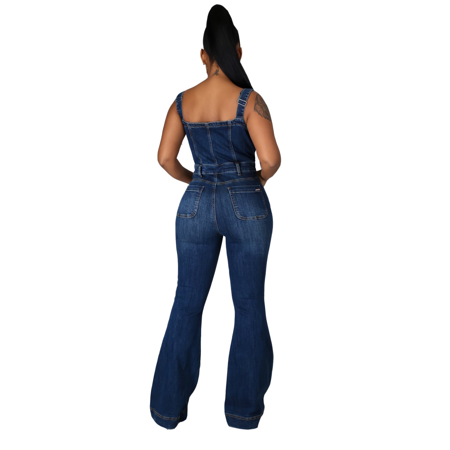 Women's Fashion Casual Sexy Suspender Denim Wide Jeans