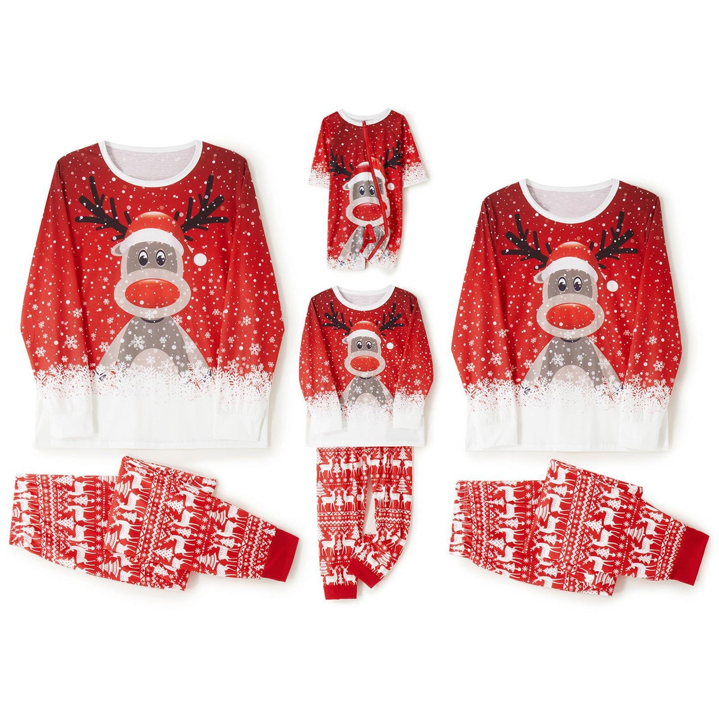 Pajamas Printed Christmas Wear Round Neck Clothing