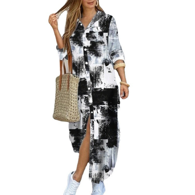 Women's Fashion Printed Sexy Shirtdress Dress Dresses