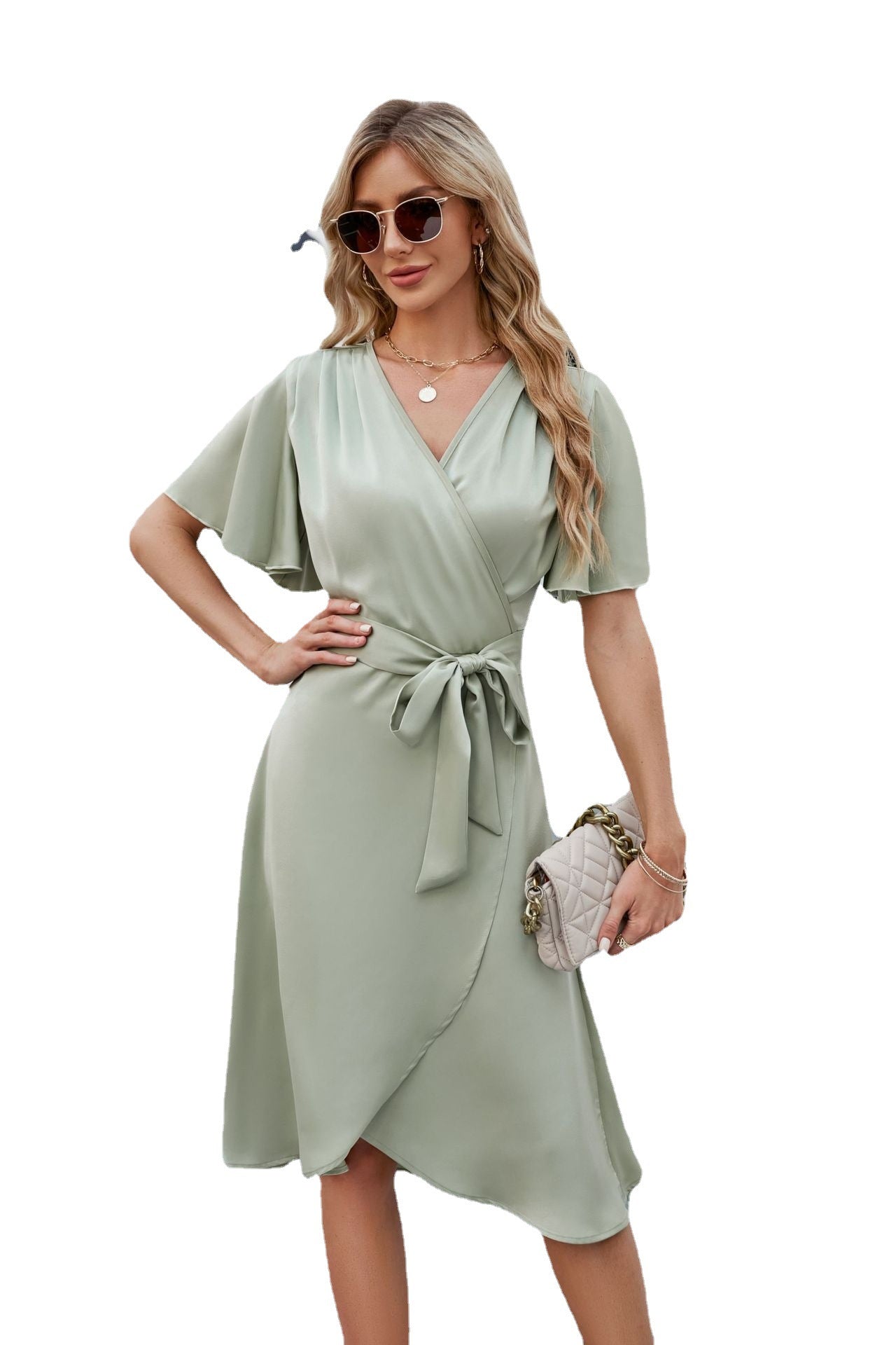 Women's Summer Satin Fitted Waist Comfortable Sexy Dresses