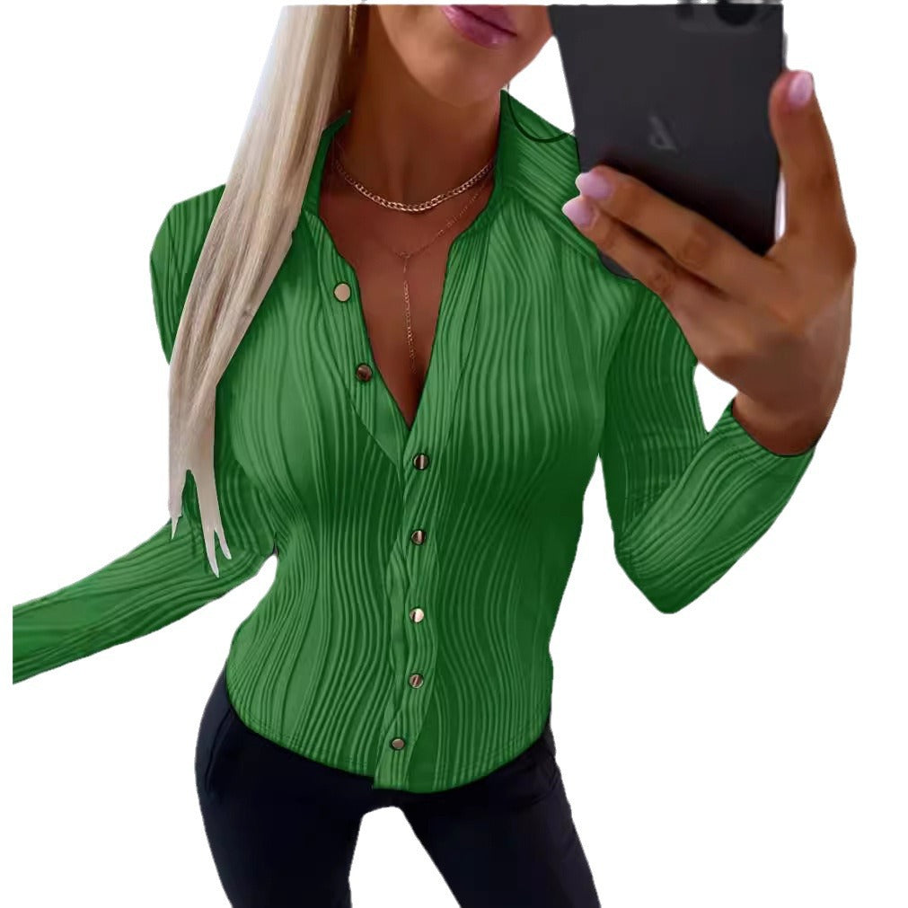 Women's Autumn Long Sleeve Sexy Solid Color Blouses