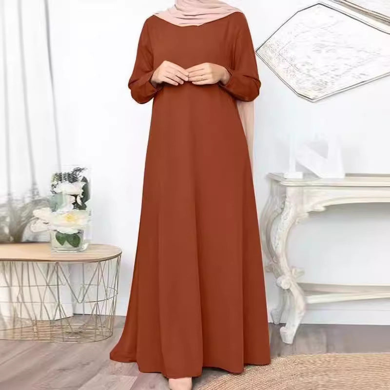 Muslim Solid Color Loose Pullover Leisure Elegant Long Clothing