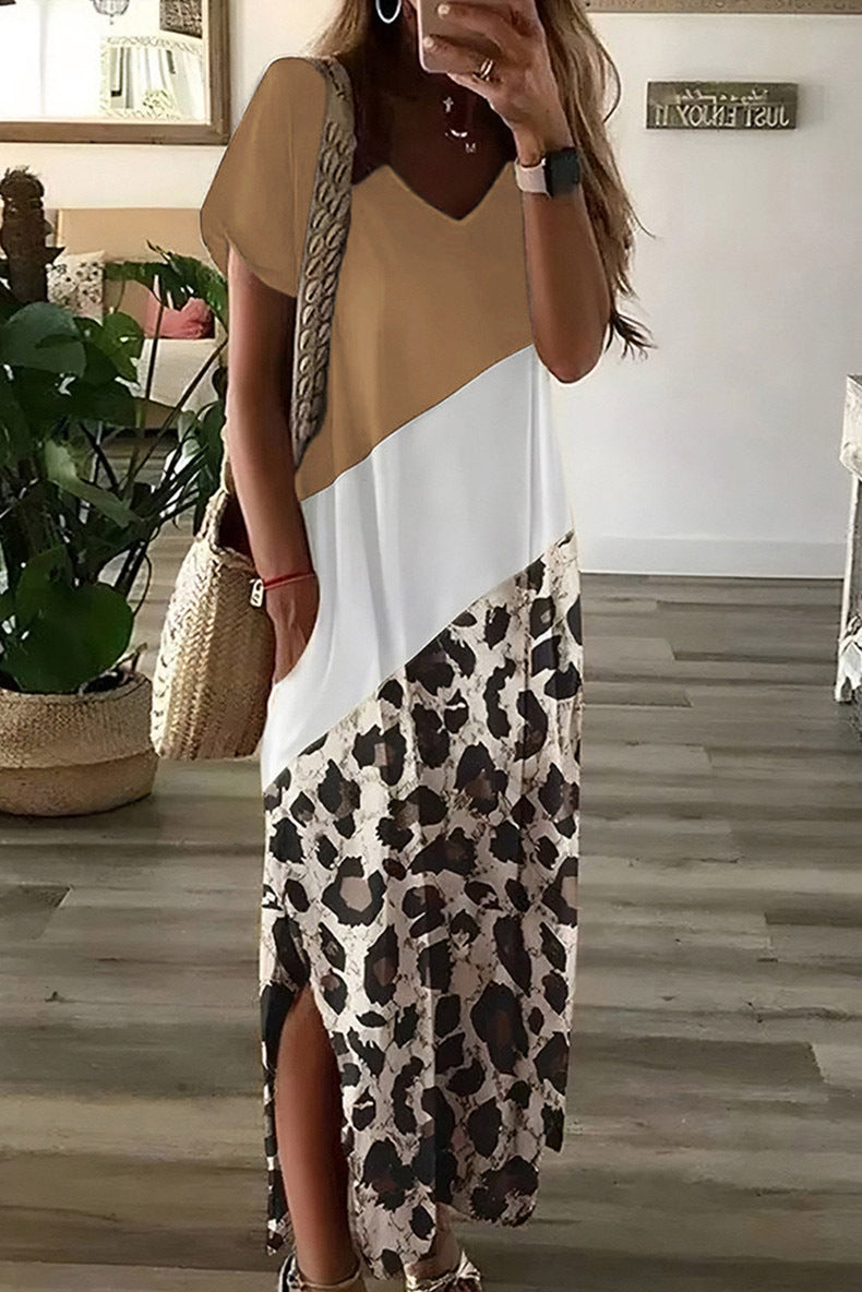 Women's Long Dress Black And White Mixed Colors Dresses