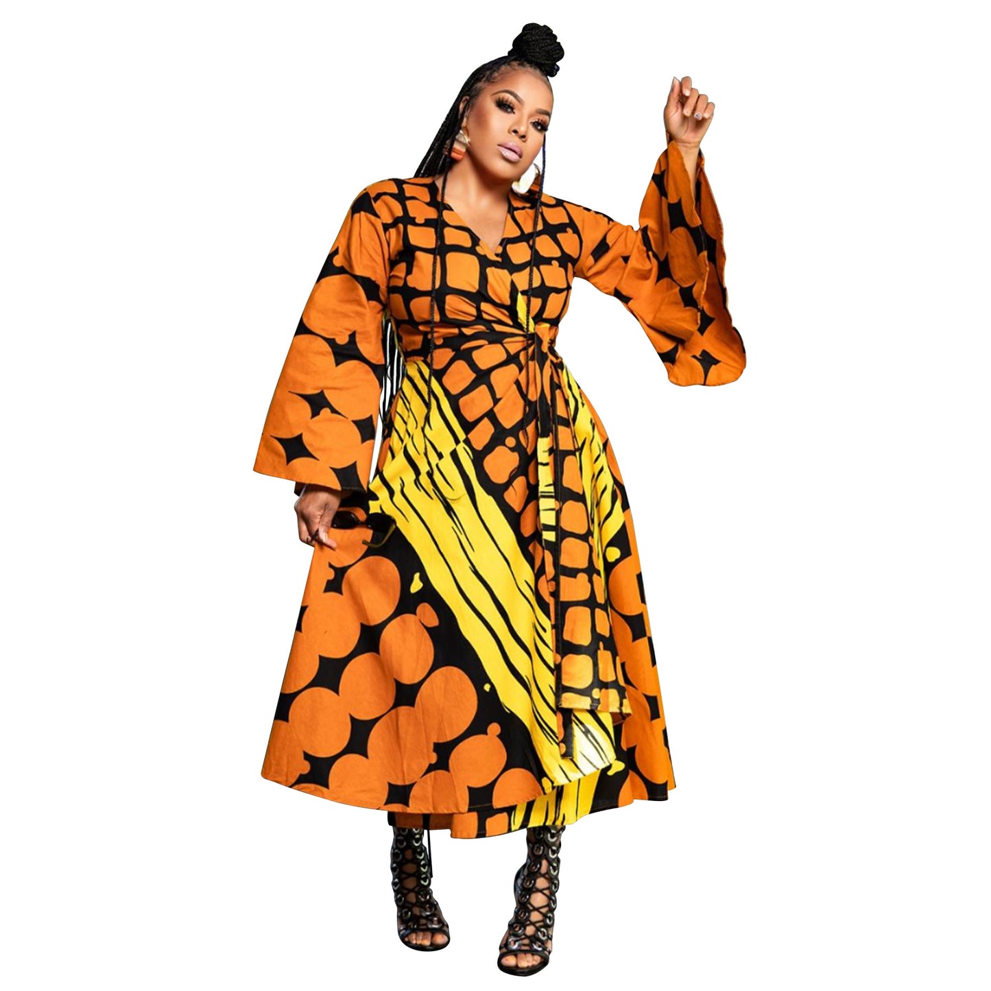 Women's African Wear Autumn Strap Asymmetric Wide Dresses