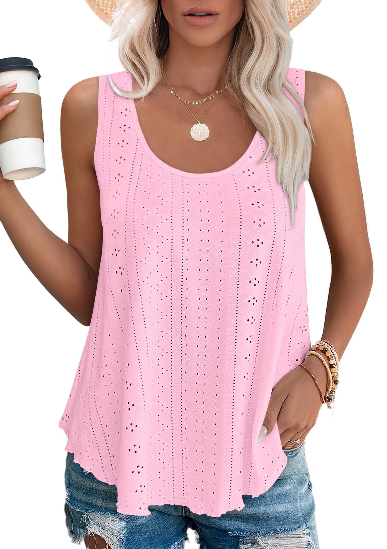 Versatile Round Neck Loose Sleeveless T-shirt Blouses