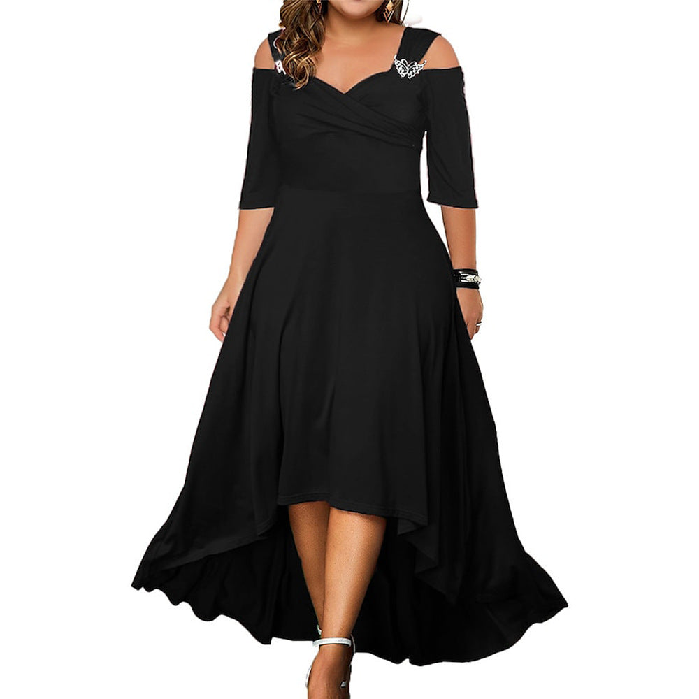 Women's Solid Color Sexy Strapless Large Swing Plus Size