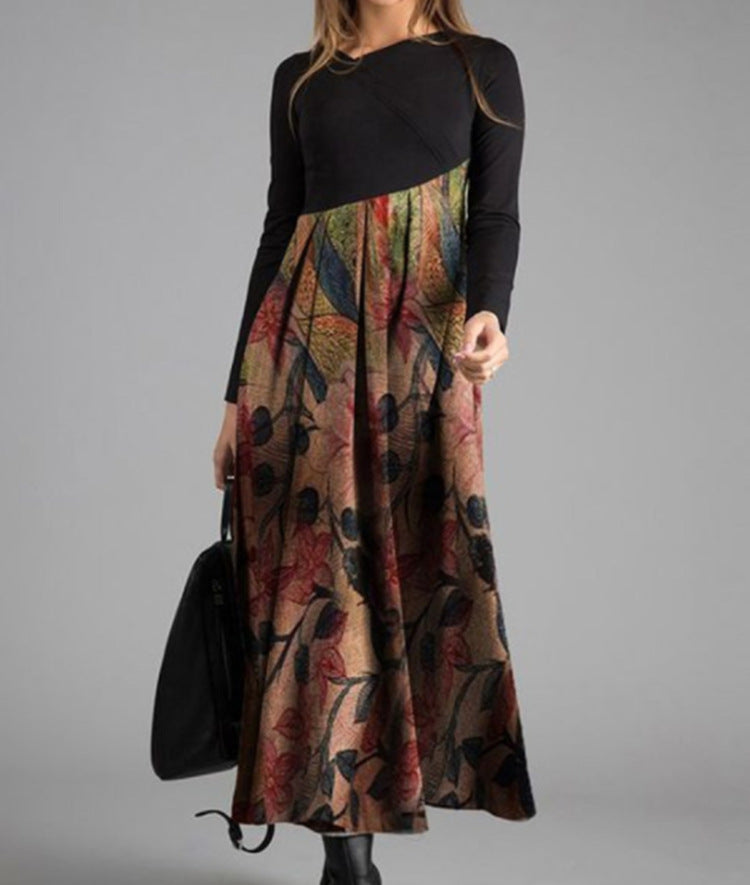 Women's Printed Long-sleeved Elegant Slim-fit Dress Dresses