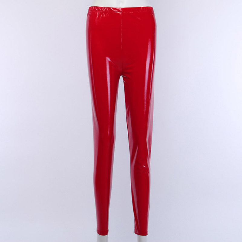 Bright Mirror Imitation Leather Thin Tight Stretch Leggings