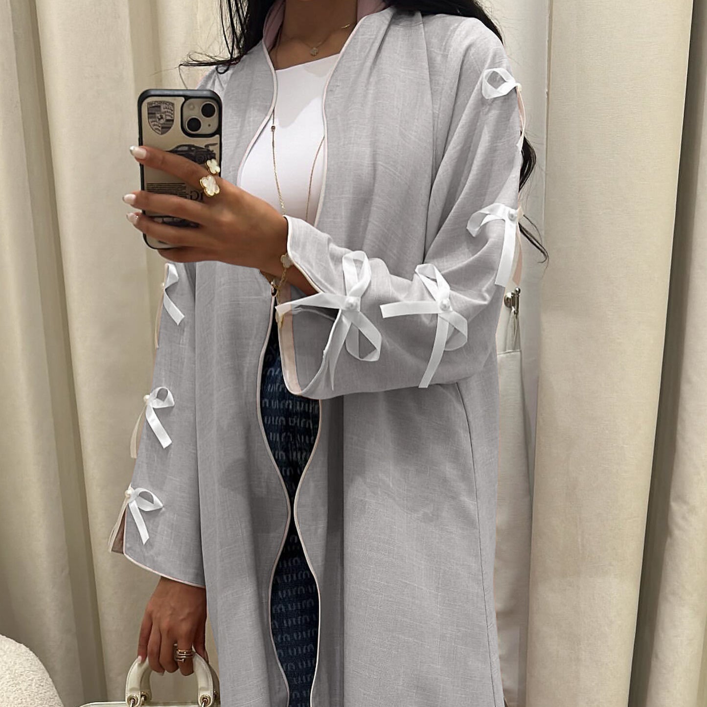 Slouchy Pure Beautiful Bow Robe Dress Clothing