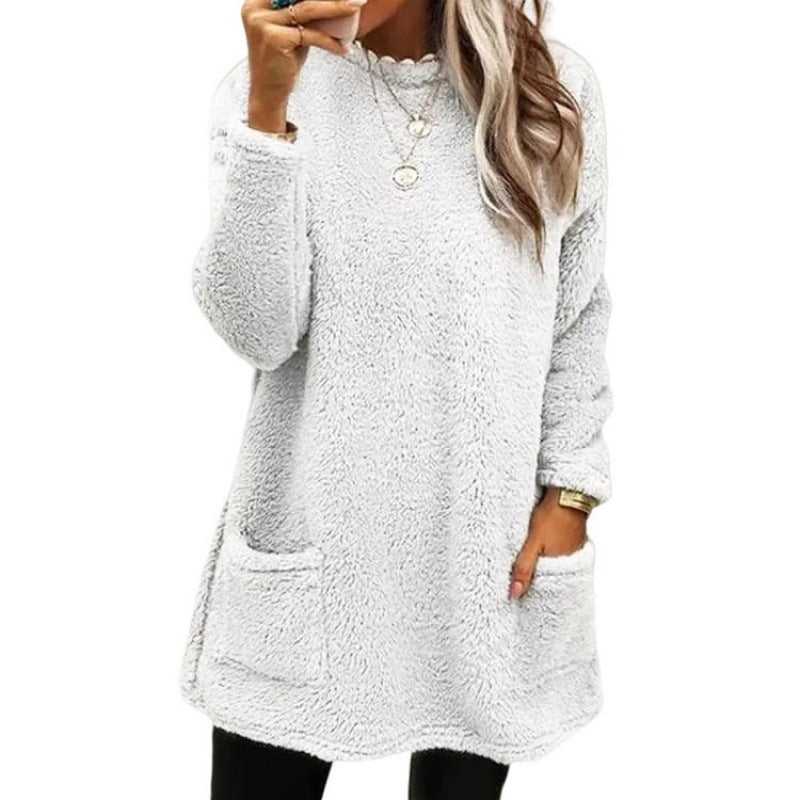 Women's Long Sleeve Pocket Fleece Sweatshirt T-shirt Blouses