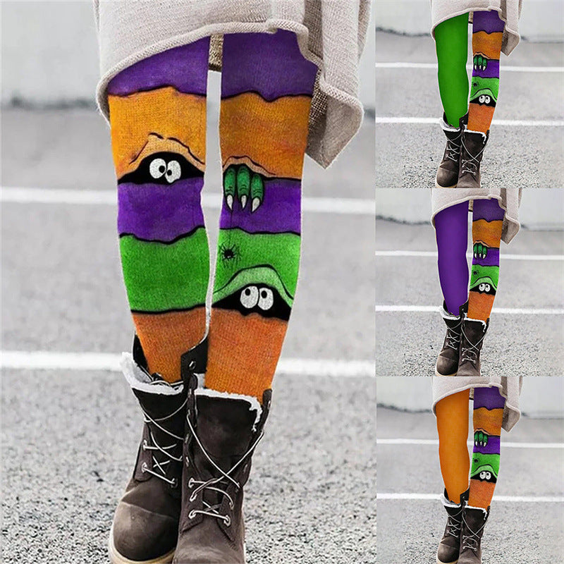 Women's Halloween Print Elastic Slim Fit Leggings