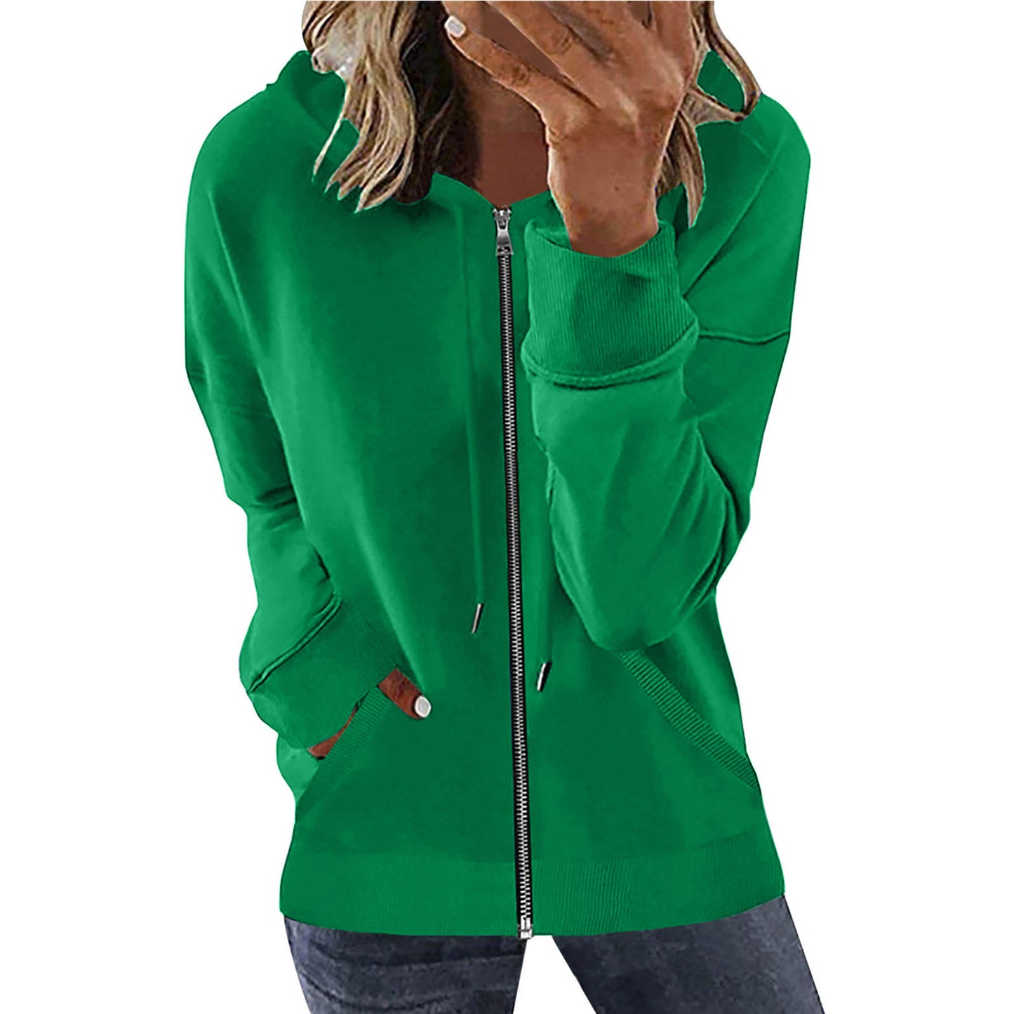 Women's Autumn Pocket Long Sleeve Hooded Tracksuit Sweaters