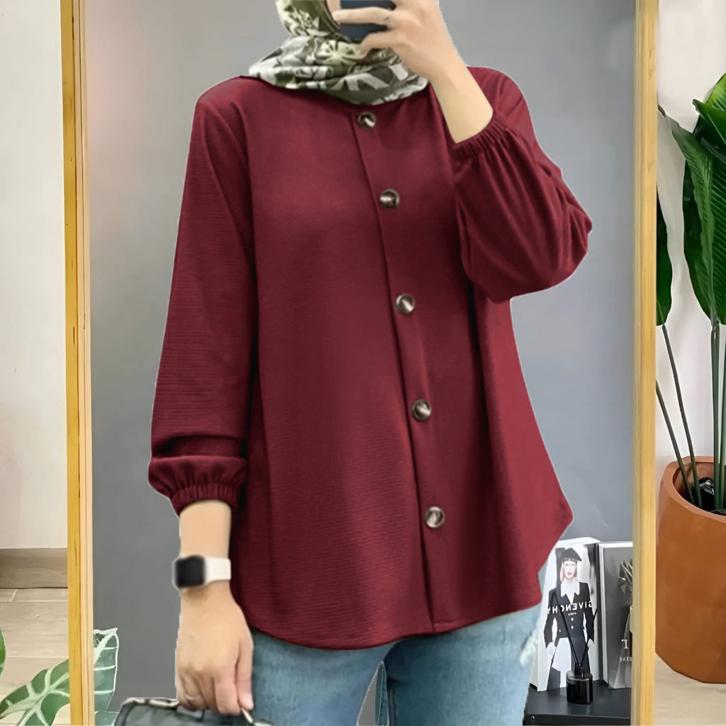 Women's Silk Wrinkle Stand-up Collar Literary Vintage Blouses