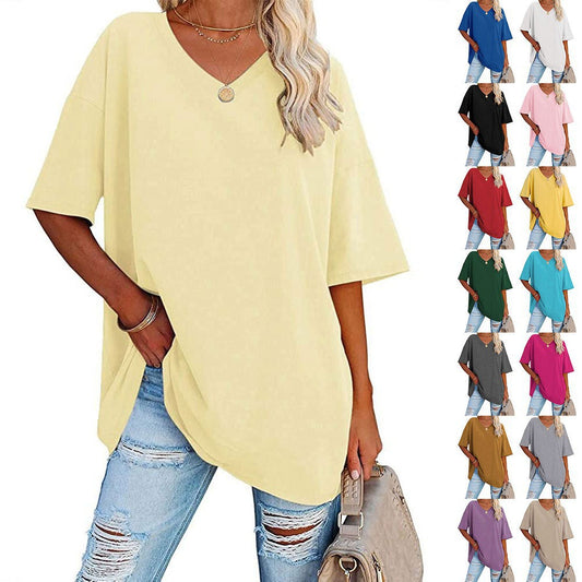 Women's Loose Half Sleeve V-neck Waist Blouses