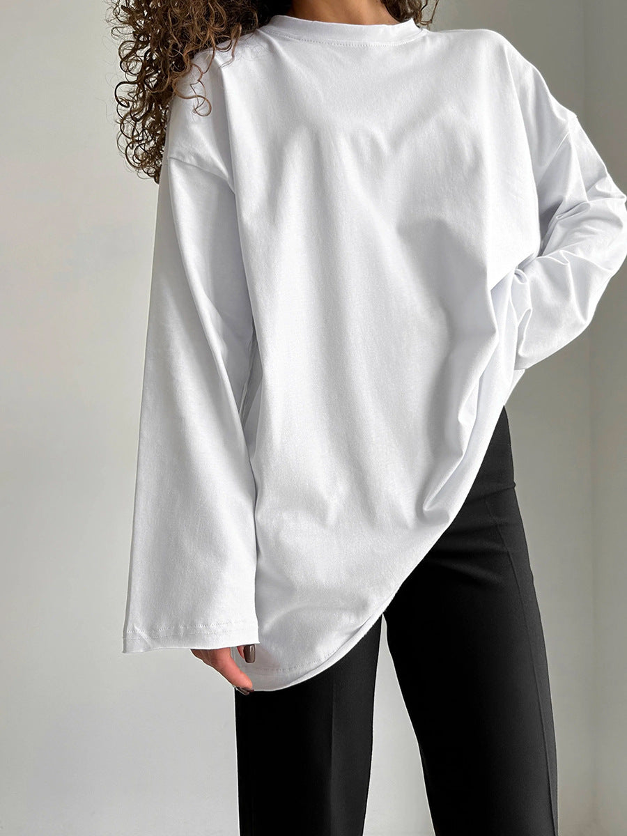 Women's Cotton T-shirt Spring Loose Solid Color Blouses