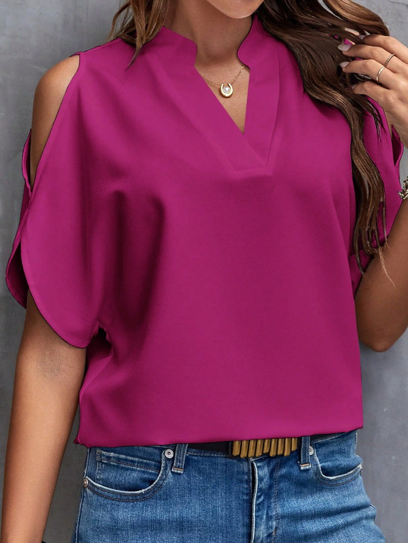 Women's Summer Solid Color Graceful Fashionable Sleeves Blouses