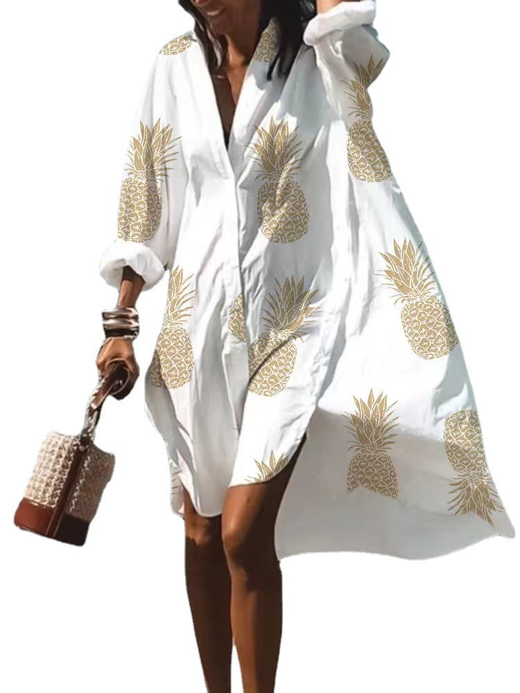 Women's Wear Loose Digital Printing Long Sleeve Dresses