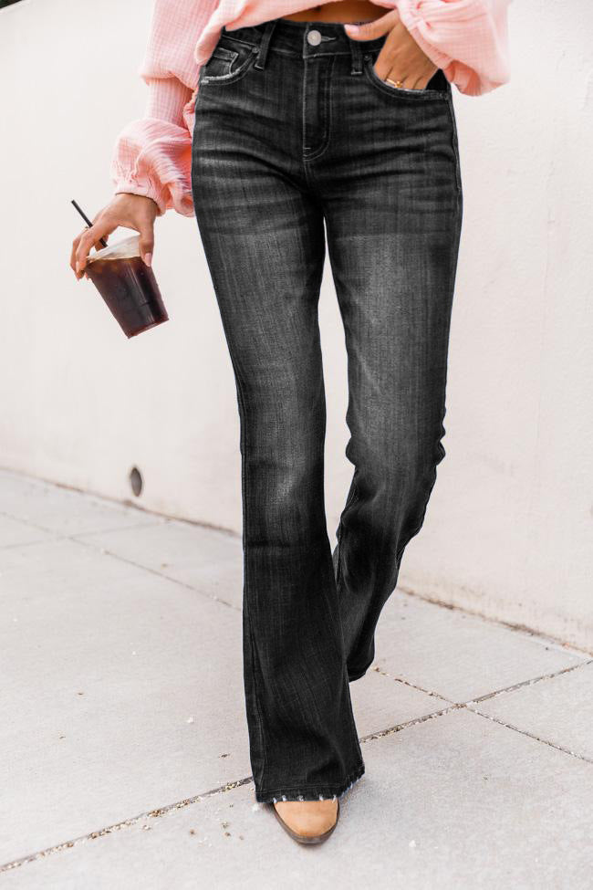 Elegant Slouchy High Waist Stretch Flared Jeans