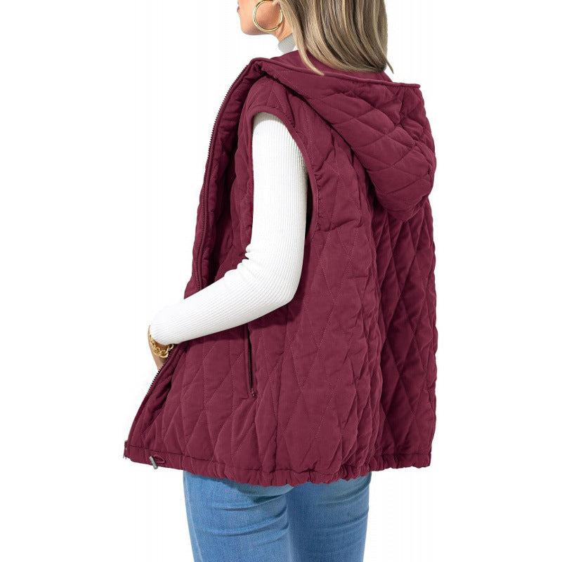 Ladies Hooded Waistcoat Light Cotton Outside Vests