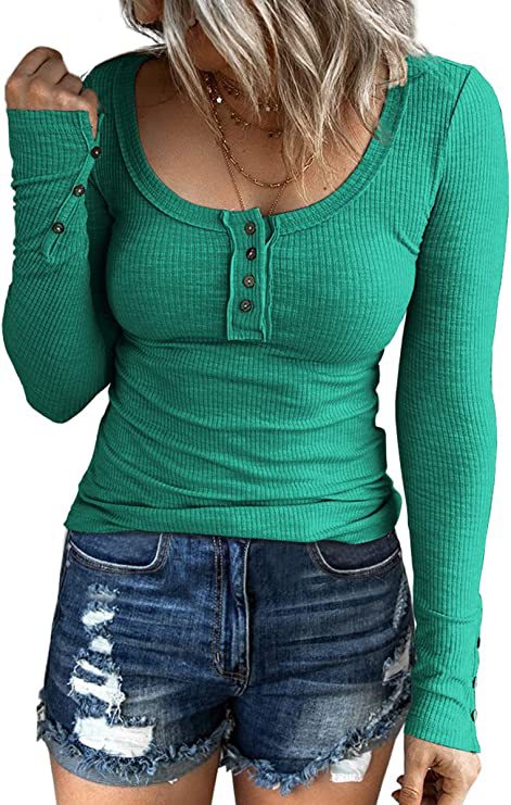 Women's Autumn Button Color V-neck Long Sleeve Blouses