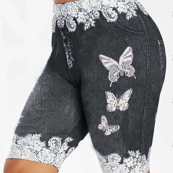 Butterfly Printed Hip Lifting Stretch High Leggings