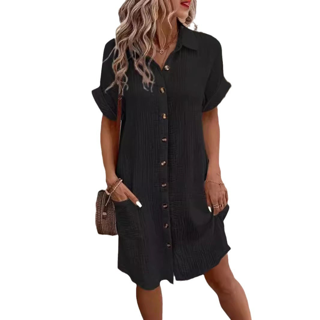 Women's Versatile Summer Simple Buttons Dress Dresses